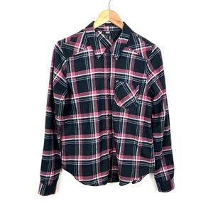 PAIGE Flannel Long Sleeve Plain 100% Cotton Button Down Collared Warm Shirt